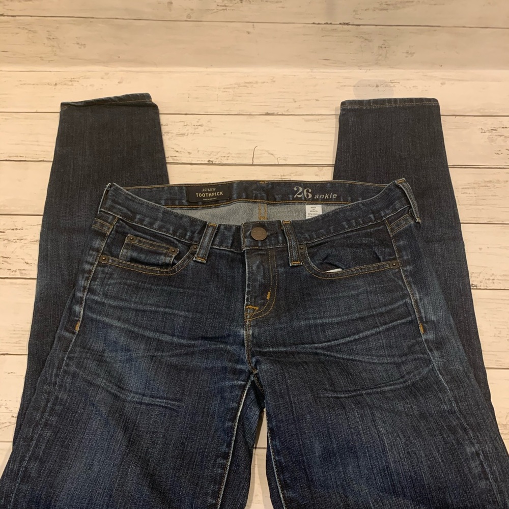 J. Crew toothpick jeans ankle size 26 dark denim - Picture 4 of 9